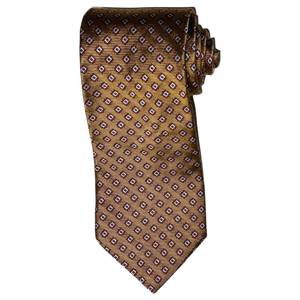 Brooks Brothers Makers Necktie Men’s Gold Red White 57.5x3.75 All Silk USA